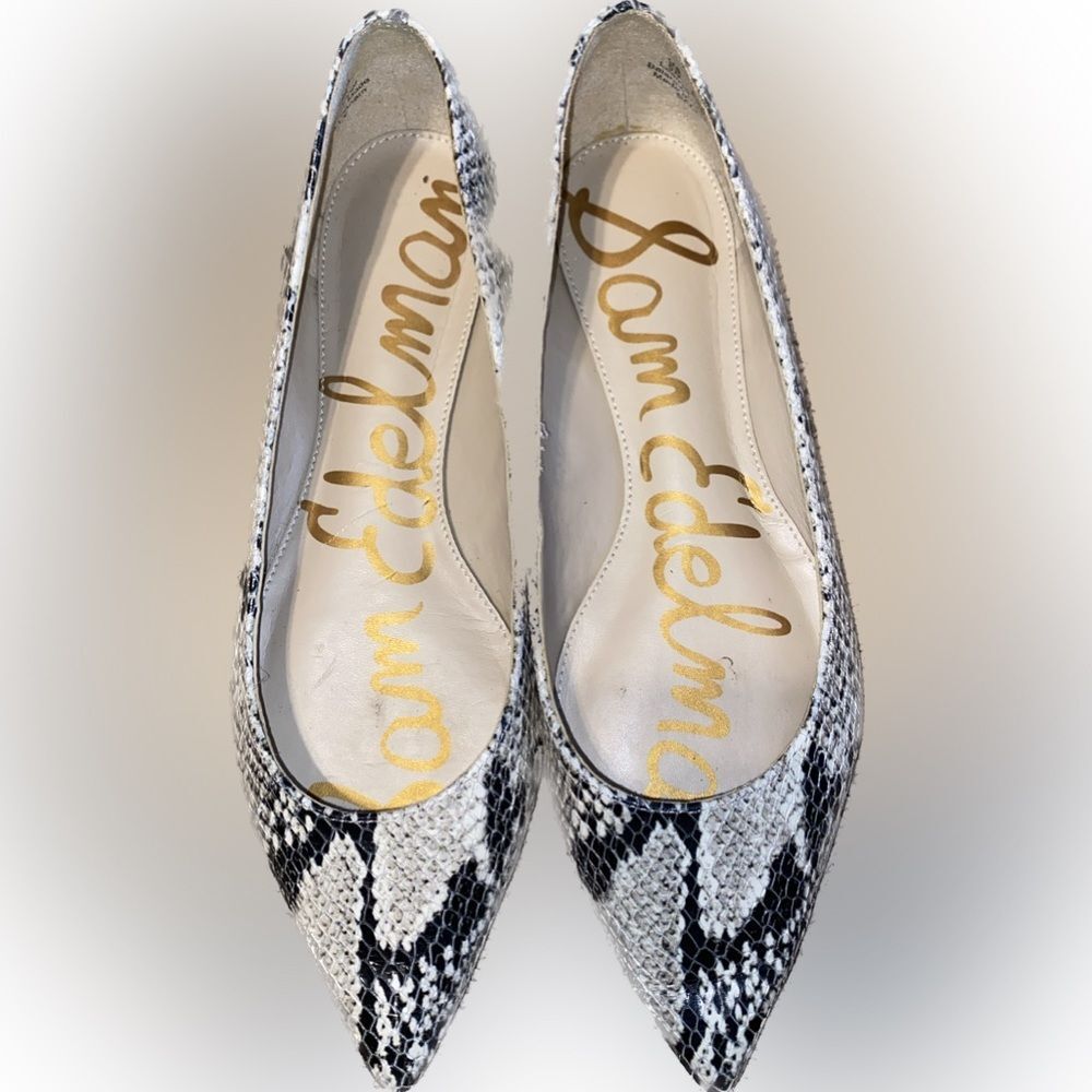 Sam Edelman Women's Sally Snake-Print Pointed Toe Flats Size 6